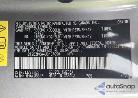 2018 Lexus Rx 350 из США, поврежденный, VIN 2T2BZMCA4JC157690